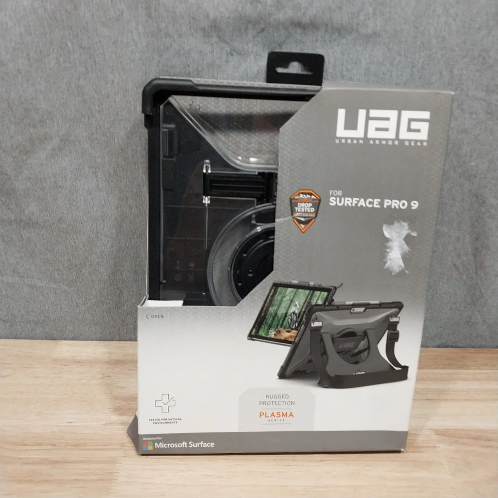 UAG Microsoft Surface Pro 9 Case Plasma Series Rugged Hand Strap Clear Black